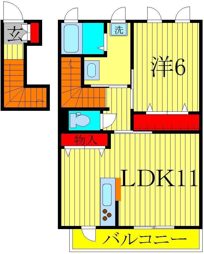 CASA ひまわり(1LDK/2階)の間取り写真