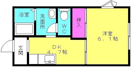 カルムリー春日野(1DK/2階)の間取り写真