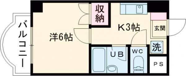 ミタニマンションIII(1K/10階)の間取り写真