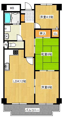 リアライズ八木(3LDK/3階)の間取り写真