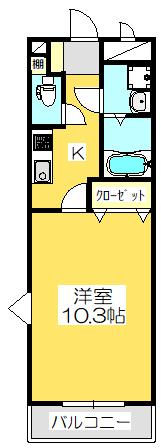 ディアパレス(1K/2階)の間取り写真