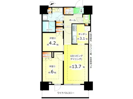 パークシティ中野ザタワー エアーズ(2LDK/4階)の間取り写真