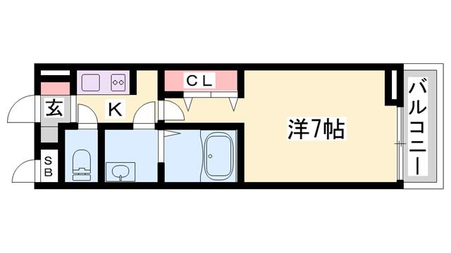 ノース・ロワイヤル(1K/1階)の間取り写真