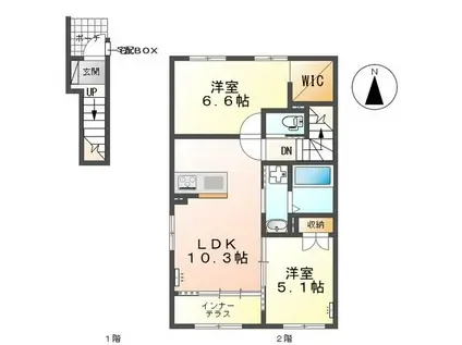 グリシナ(2LDK/2階)の間取り写真