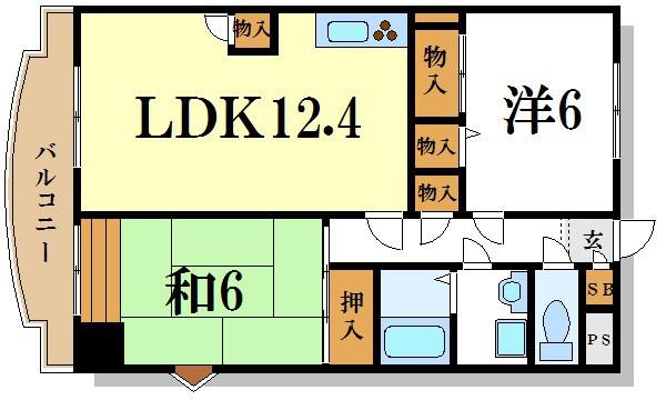 カインドコート(2LDK/1階)の間取り写真