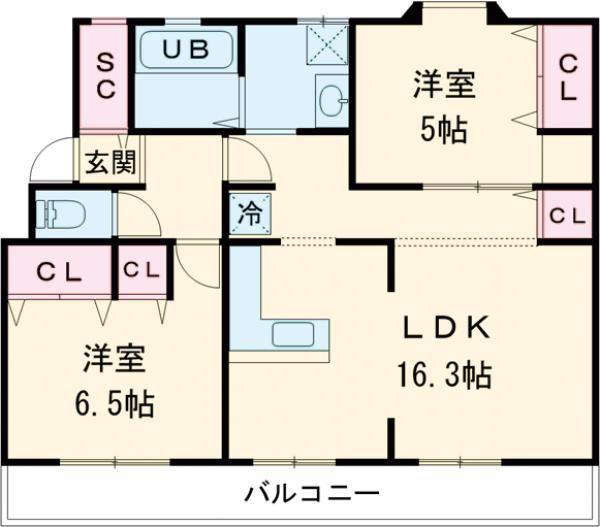 ファミール柏原(2LDK/3階)の間取り写真