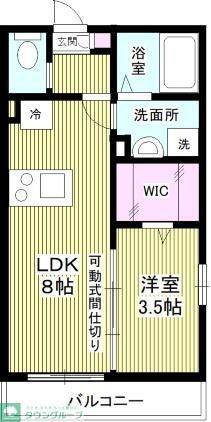 ソレイユ南柏(1LDK/1階)の間取り写真