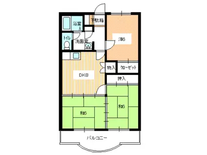 グリーンコート古江小路(3DK/3階)の間取り写真