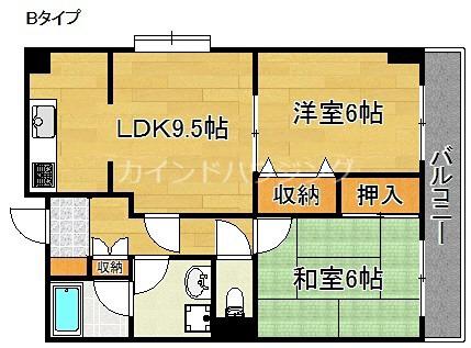 新栄プロパティー泉佐野(2LDK/2階)の間取り写真