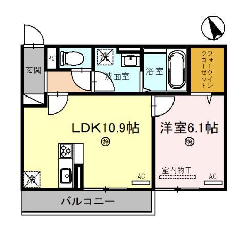 ルミエールMKII(1LDK/2階)の間取り写真