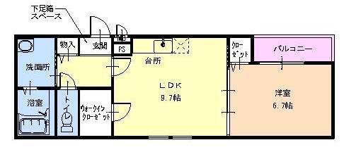 フジパレス市駅東II番館(1LDK/2階)の間取り写真