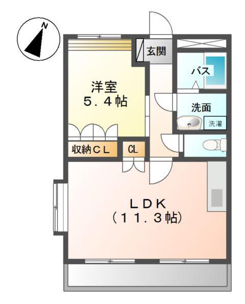 VIENTO I(1LDK/2階)の間取り写真