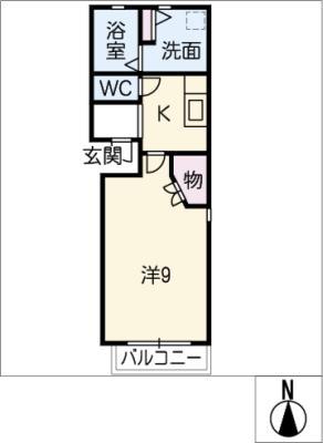 グラシアス(1K/1階)の間取り写真