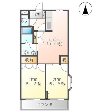 サンフィット・プレイス(2LDK/2階)の間取り写真