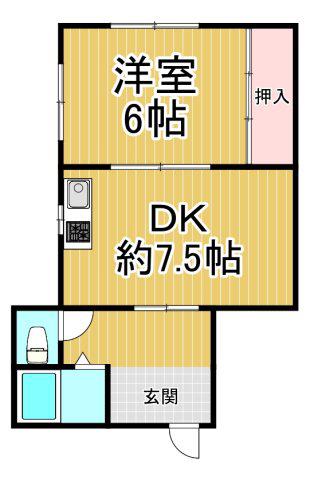 緑荘(1DK/1階)の間取り写真
