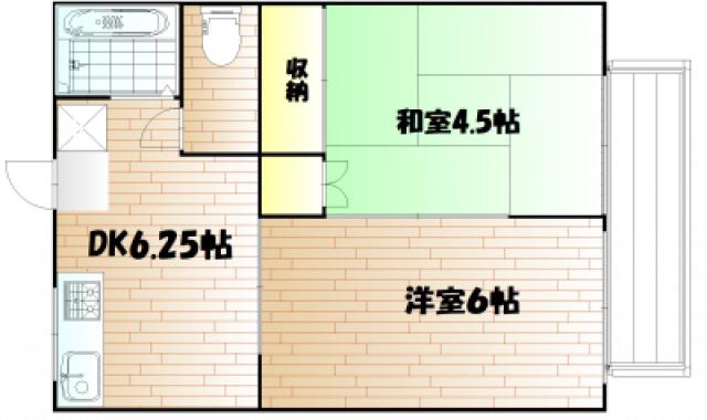 コーポ操山B(2DK/2階)の間取り写真