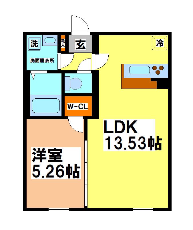 GATE RESIDENCE MITAKA(1LDK/1階)の間取り写真