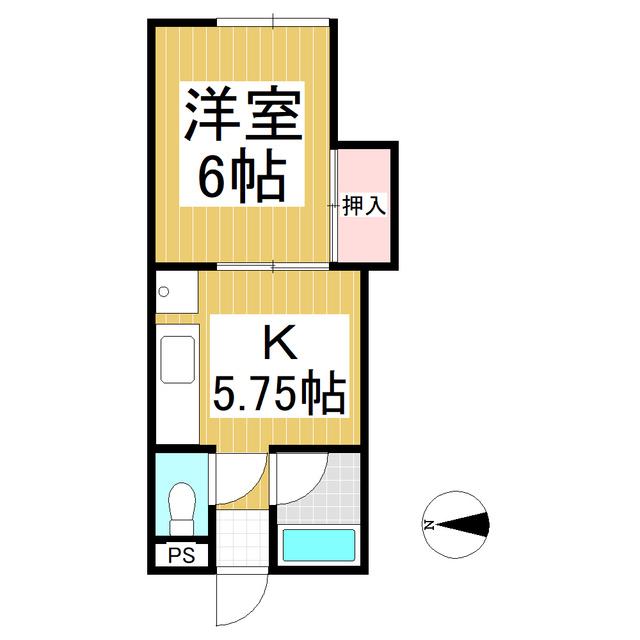 中央ハイツ(1K/1階)の間取り写真