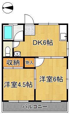 フルハウス(2DK/2階)の間取り写真