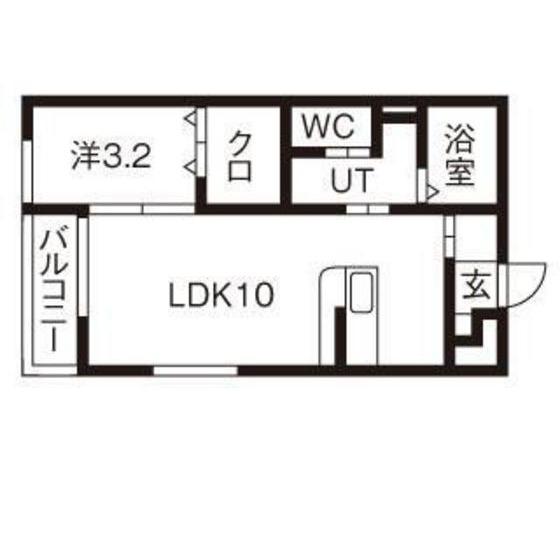 プレステージ小原田B棟(1LDK/1階)の間取り写真