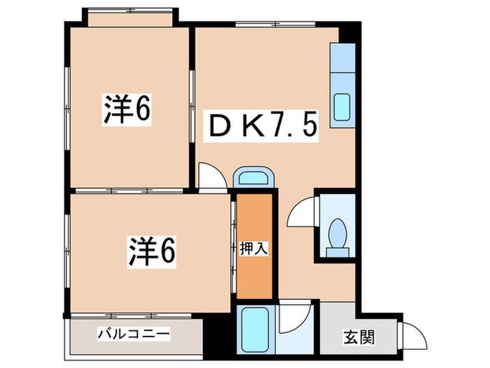 成和マンション(2DK/2階)の間取り写真
