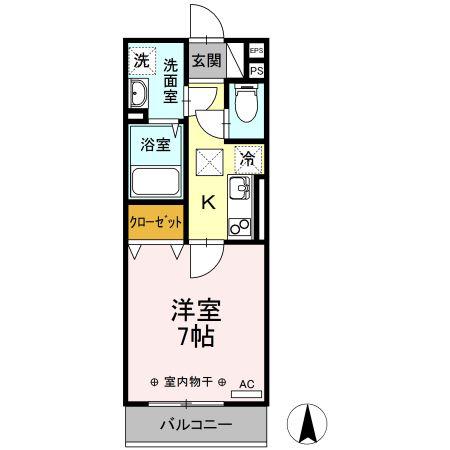 セジュール II(1K/1階)の間取り写真