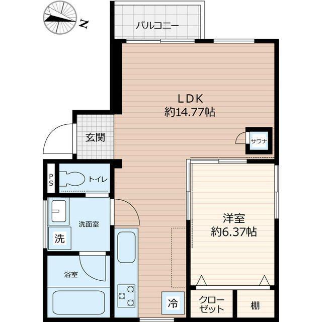 SCENE.MEGURO SAUNA RESIDENCE(1LDK/B1階)の間取り写真