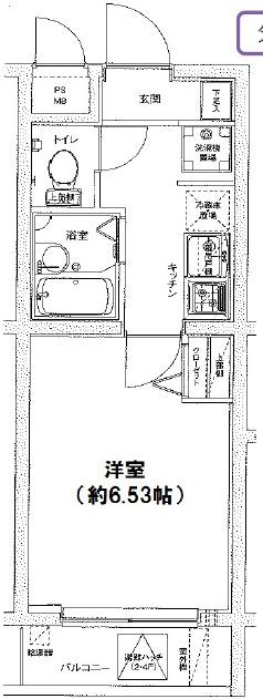 ドルチェ東京氷川(1K/4階)の間取り写真