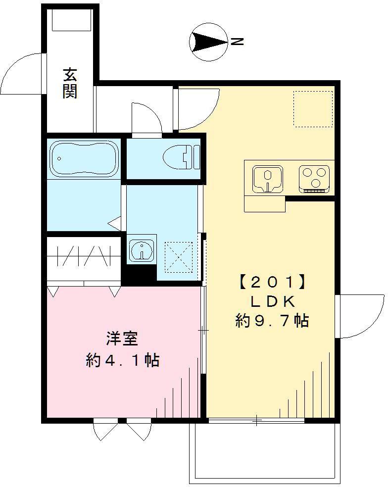 ルピア オウギ(1LDK/2階)の間取り写真