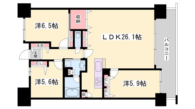 パレ・ロワイヤル東雲III番館(3LDK/4階)の間取り写真