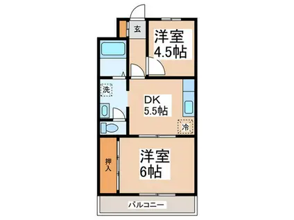 INOVE横濱長津田(2DK/2階)の間取り写真