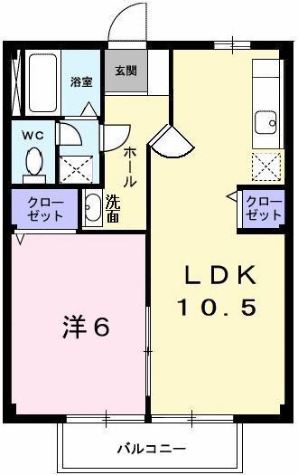 サンハイム(1LDK/1階)の間取り写真