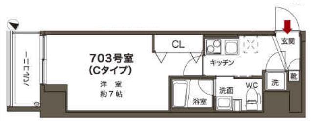 プリエールTAT江戸堀(1K/8階)の間取り写真