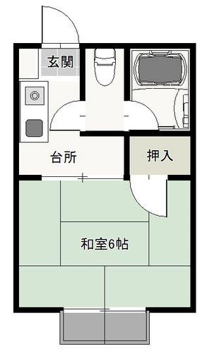 フェニックス2(1K/1階)の間取り写真