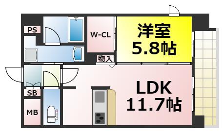 LA CLOCHETTE DE ECRARGE(1LDK/5階)の間取り写真