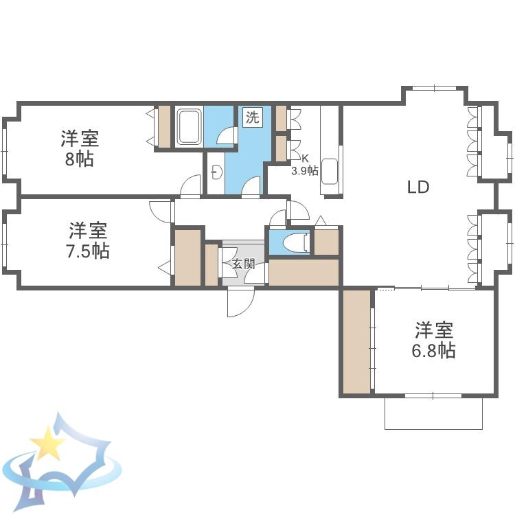 ベンデミア18(3LDK/3階)の間取り写真