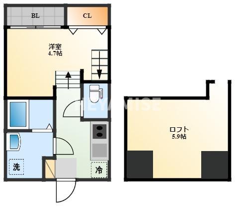 MODERN PALAZZO 戸石BRILLER(1SK/1階)の間取り写真