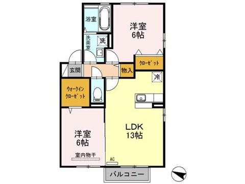 ロイヤルガーデン絆B棟(2LDK/2階)の間取り写真