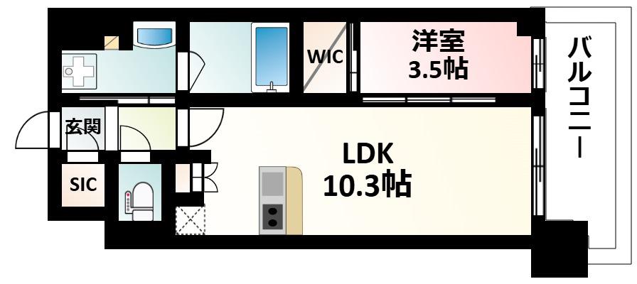 コンフォリア新大阪宮原Q(1LDK/6階)の間取り写真