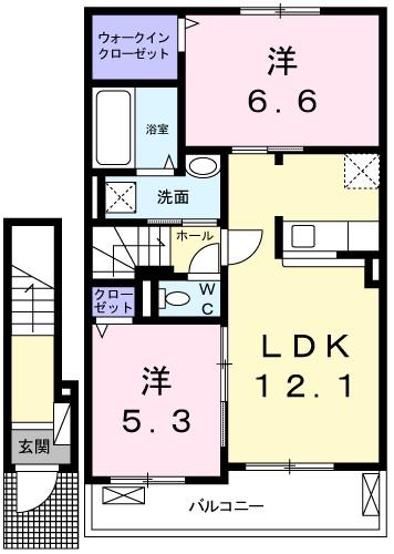 サングレイスA(2LDK/2階)の間取り写真