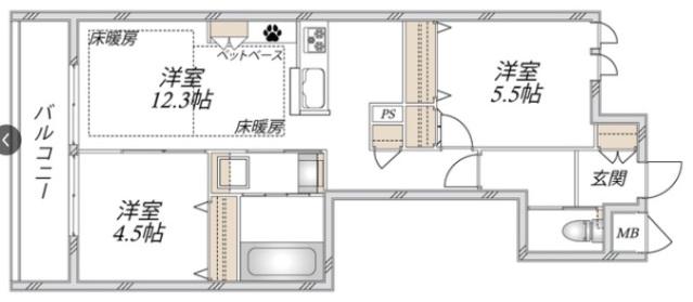 ラ セーヌ(2LDK/2階)の間取り写真