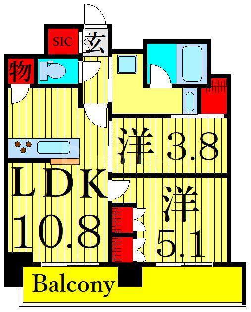 プラネソシエ青戸(2LDK/1階)の間取り写真