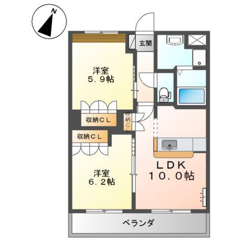 アイ・コート(2LDK/2階)の間取り写真