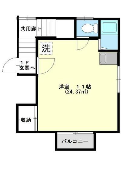 パークサイドあかね台D(ワンルーム/2階)の間取り写真