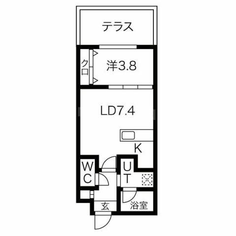 アルファスクエア福住2条(1LDK/1階)の間取り写真