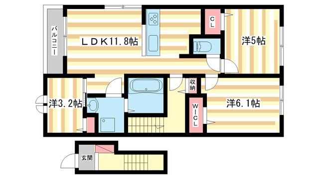 レジデンス マドカ(3LDK/2階)の間取り写真
