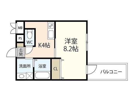 セレナーデ東雲本町(1K/1階)の間取り写真