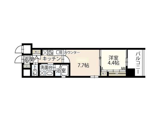 セントヒルズ銀山町(2K/7階)の間取り写真