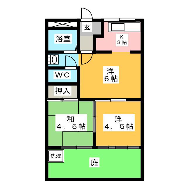 ハインスハイム(3K/1階)の間取り写真