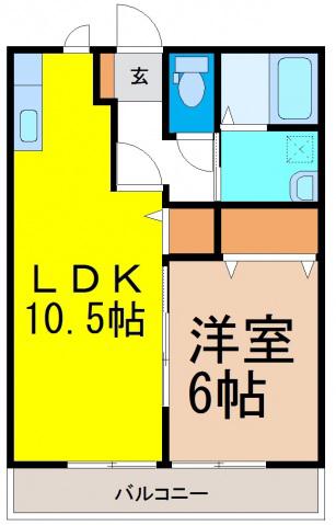 カーサブリランテ(1LDK/1階)の間取り写真